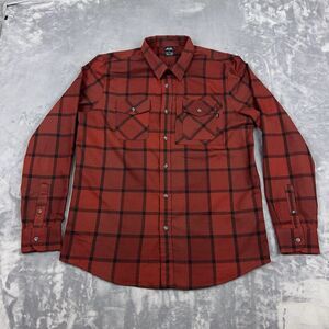 Oakley Shirt Mens Size L Red Black  Icon Plaid Flannel Button Up Regular Fit